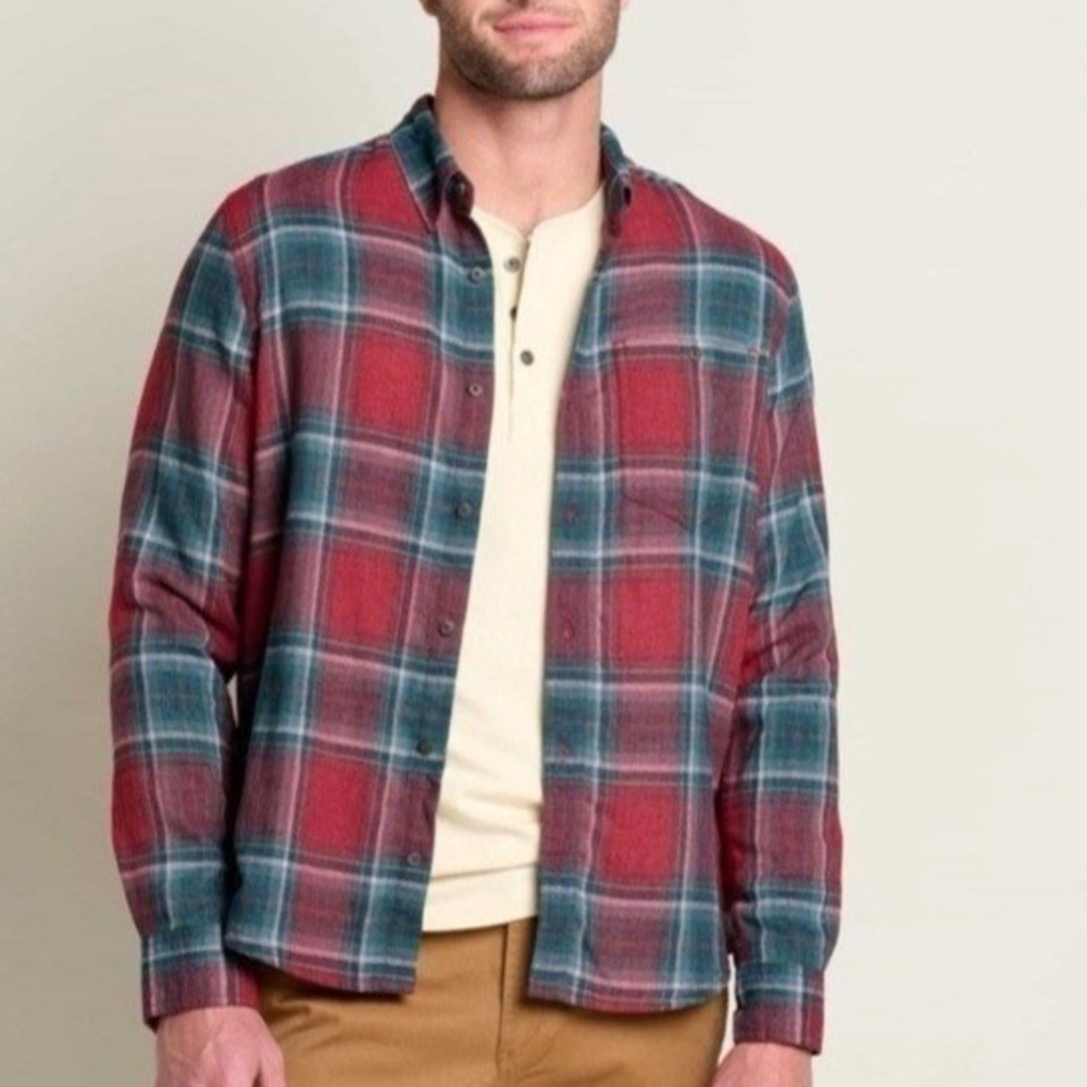 Toad&Co Long Sleeve Windowpane Plaid Shirt Mens XXL Lightweight Layering